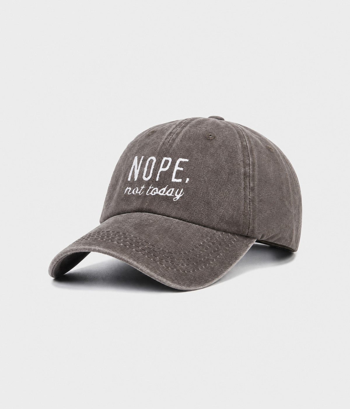 NOPE, NOT TODAY. washed cotton cap in COFFEE, side view