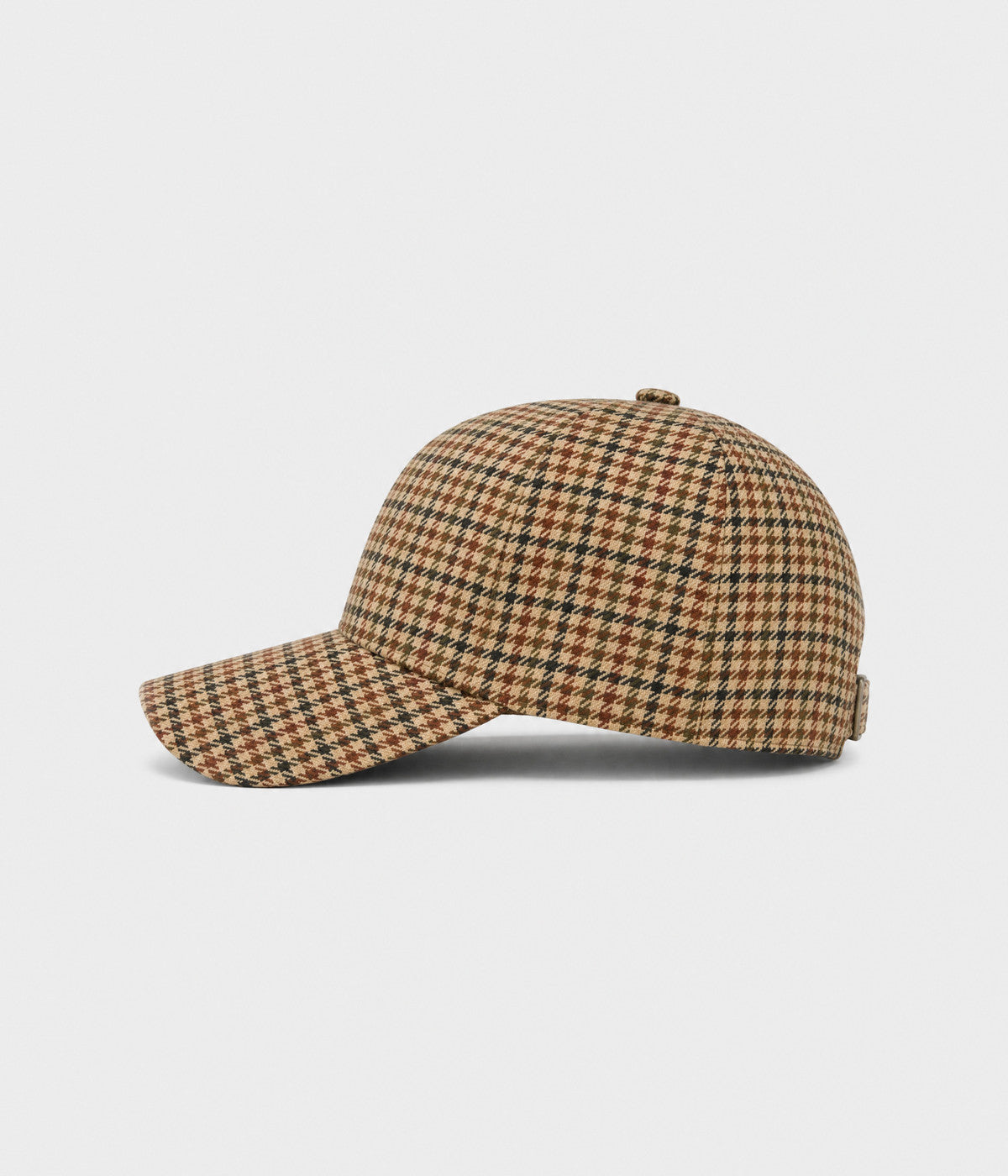 HOUNDSTOOTH. woven houndstooth check cap in khaki, side view