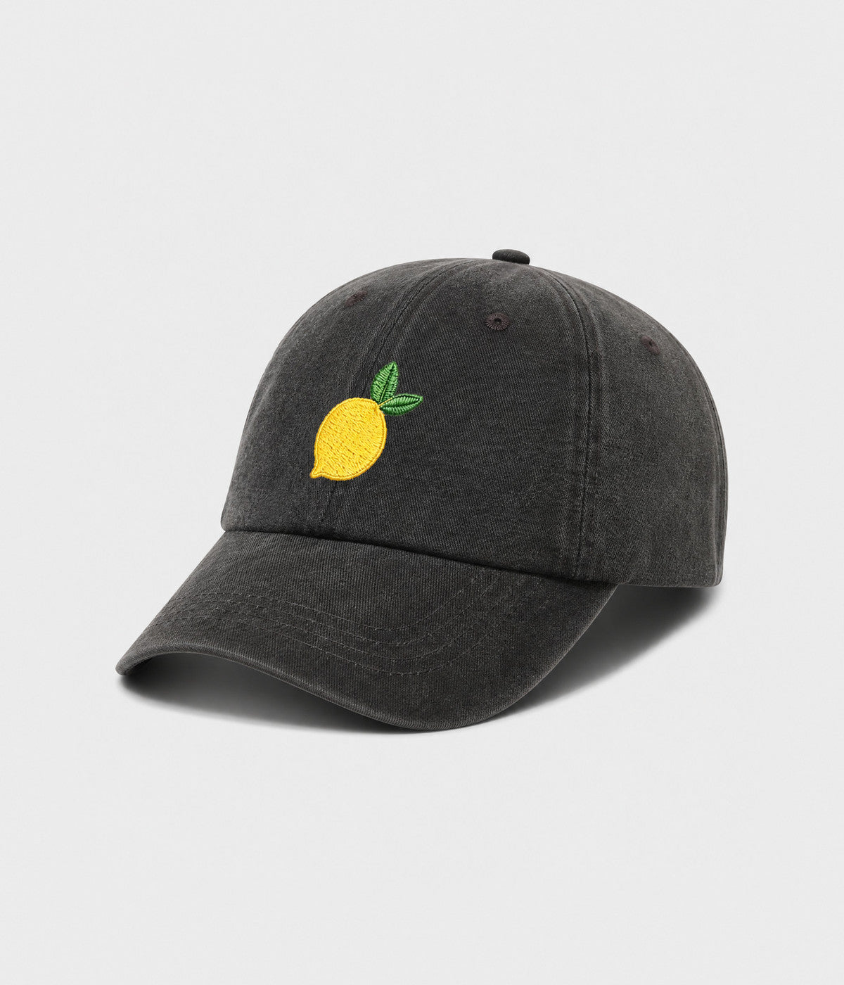 LEMON. washed cotton cap in BLACK, side view