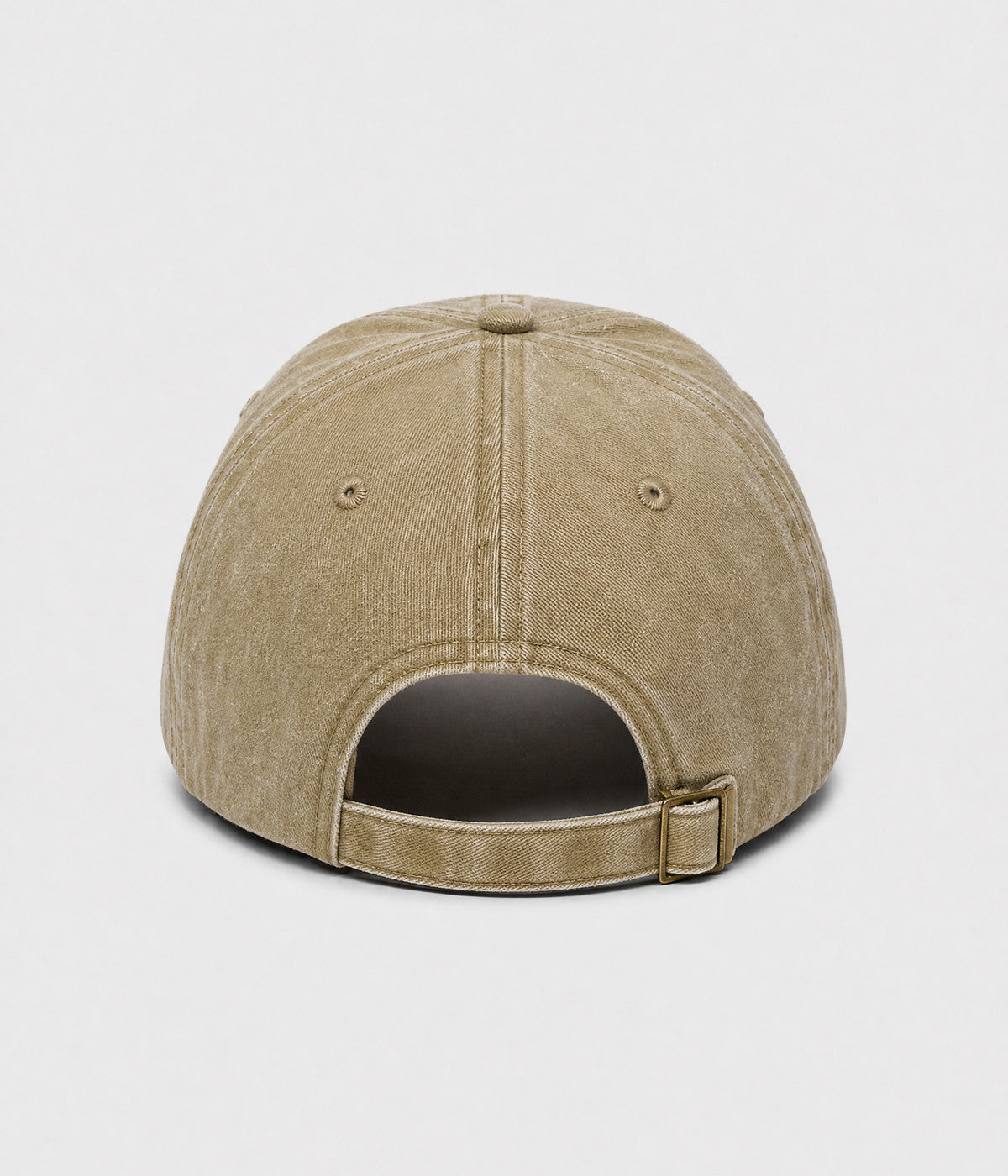 WASHED MUSHROOM. washed cotton cap in KHAKI, back view