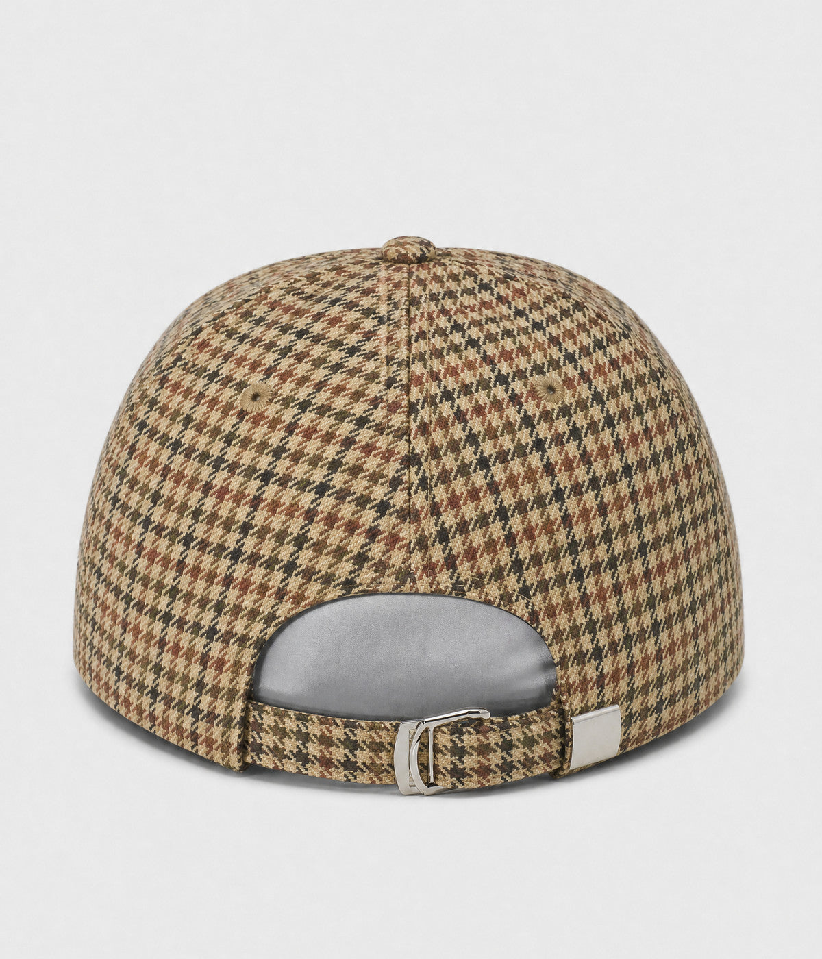 HOUNDSTOOTH. woven houndstooth check cap in khaki, back view
