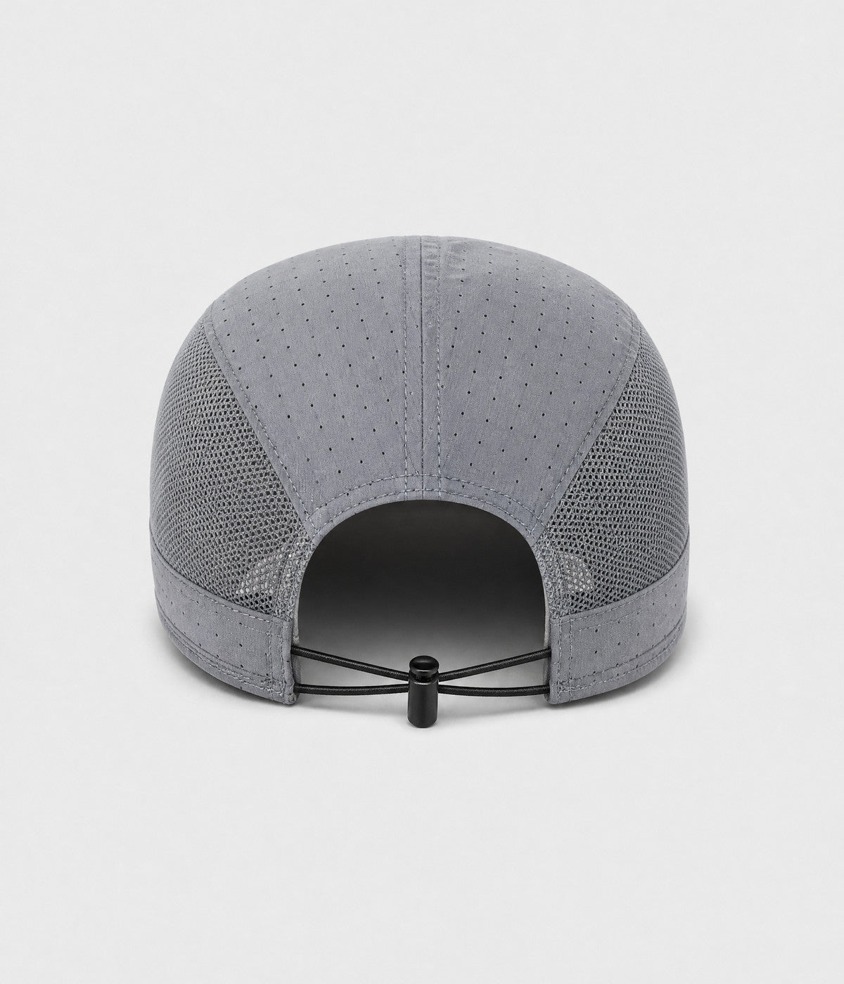 RUNNER CAP. perforated quick-dry running cap in gray, back view