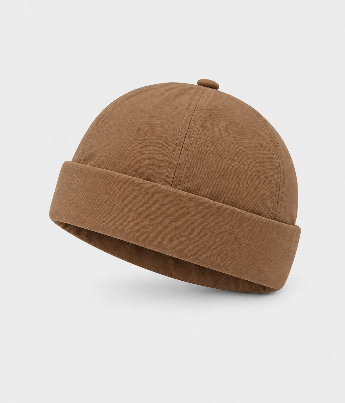 QUICK DRY DOCKER. quick-dry brimless docker cap in khaki, front view