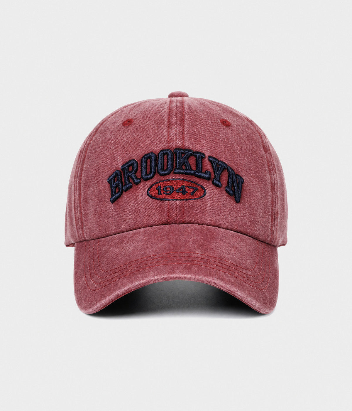 BROOKLYN 1947. washed cotton cap in RED, front view
