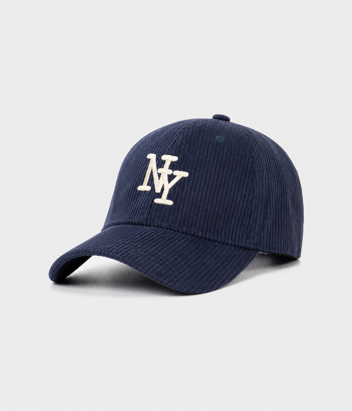 NY CORDUROY. corduroy cap in NAVY, side view
