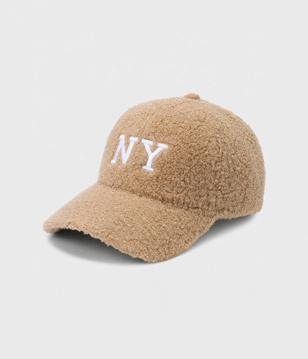 NY TEDDY. teddy plush cap in KHAKI, side view