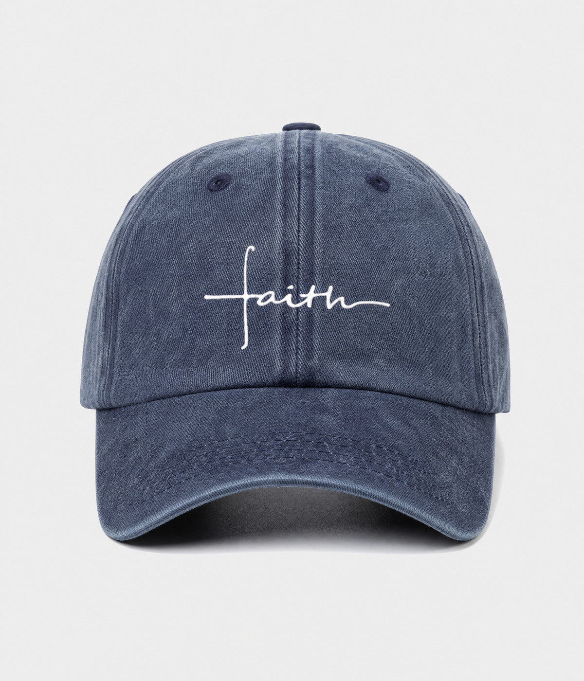 FAITH. washed cotton cap in NAVY, front view