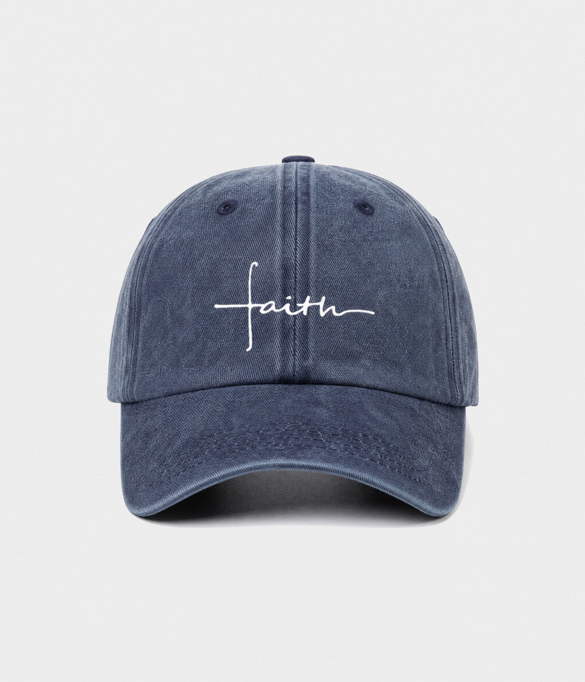 FAITH. washed cotton cap in NAVY, front view