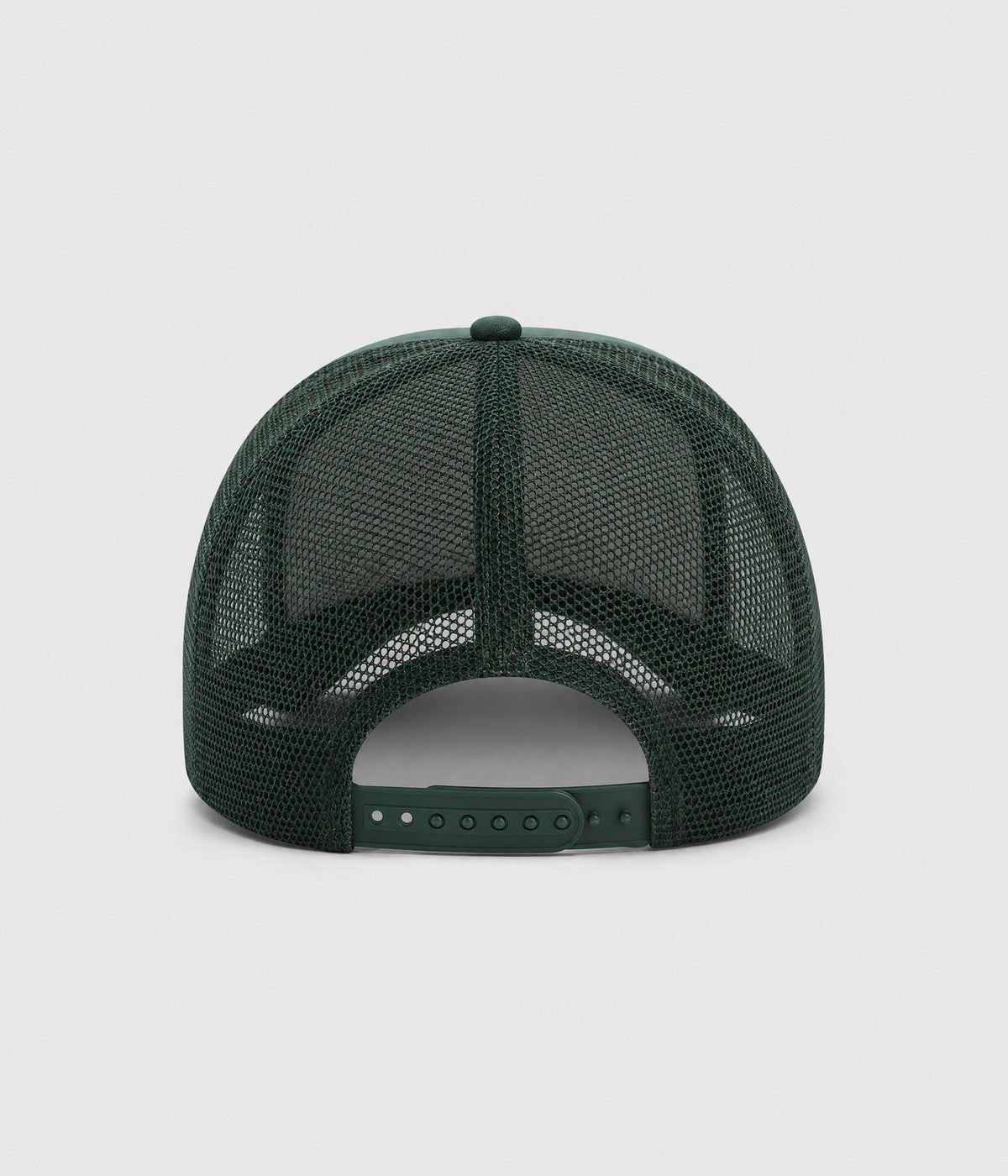 SUPPORT DAY DRINKING TRUCKER. foam-front mesh trucker cap in GREEN, back view