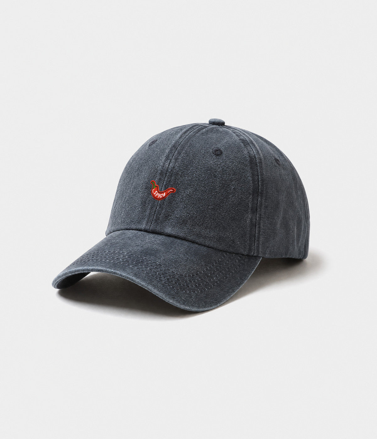 SPICY. washed cotton dad cap in NAVY, side view