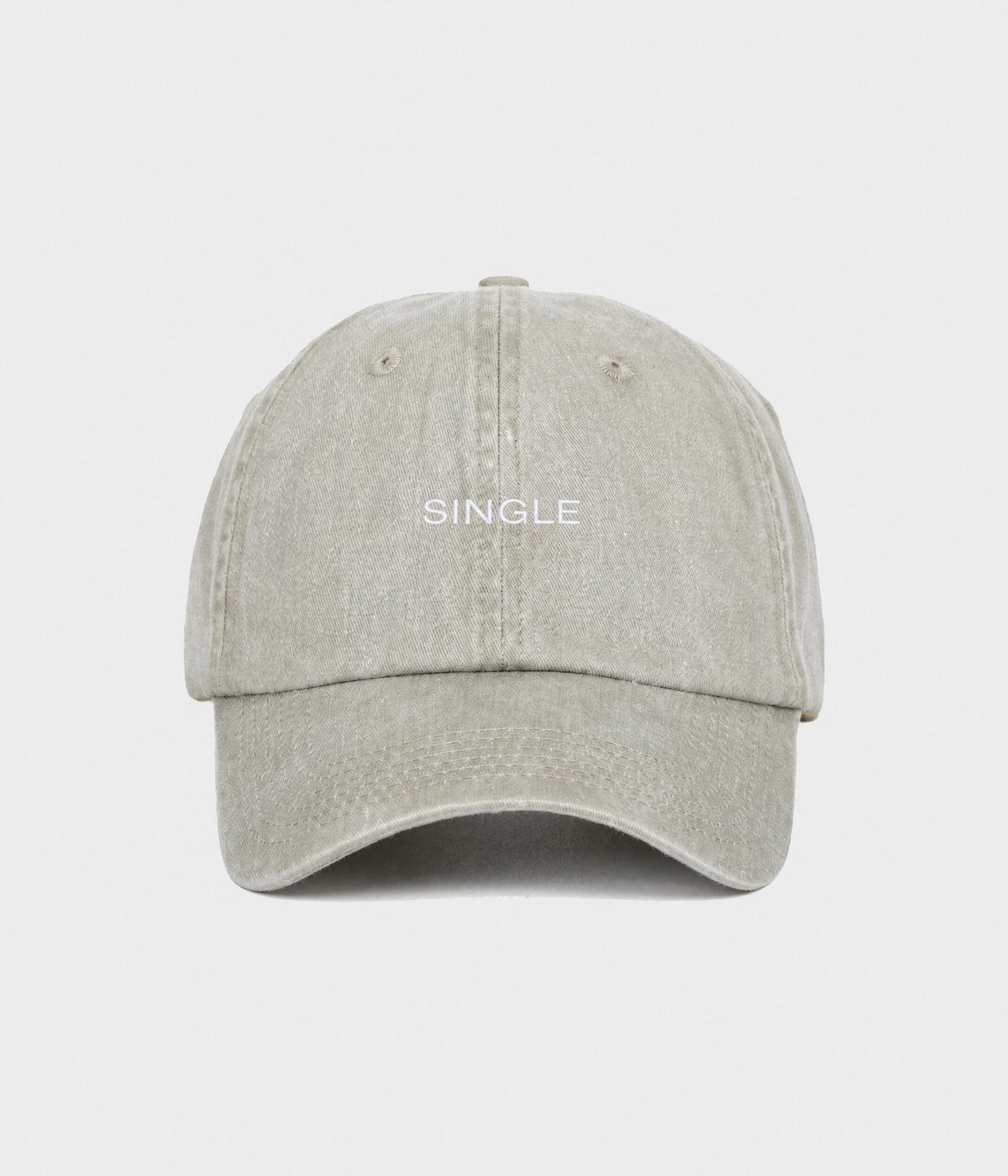 WASHED SINGLE. washed cotton dad cap in GRAYISH SHEEN, front view