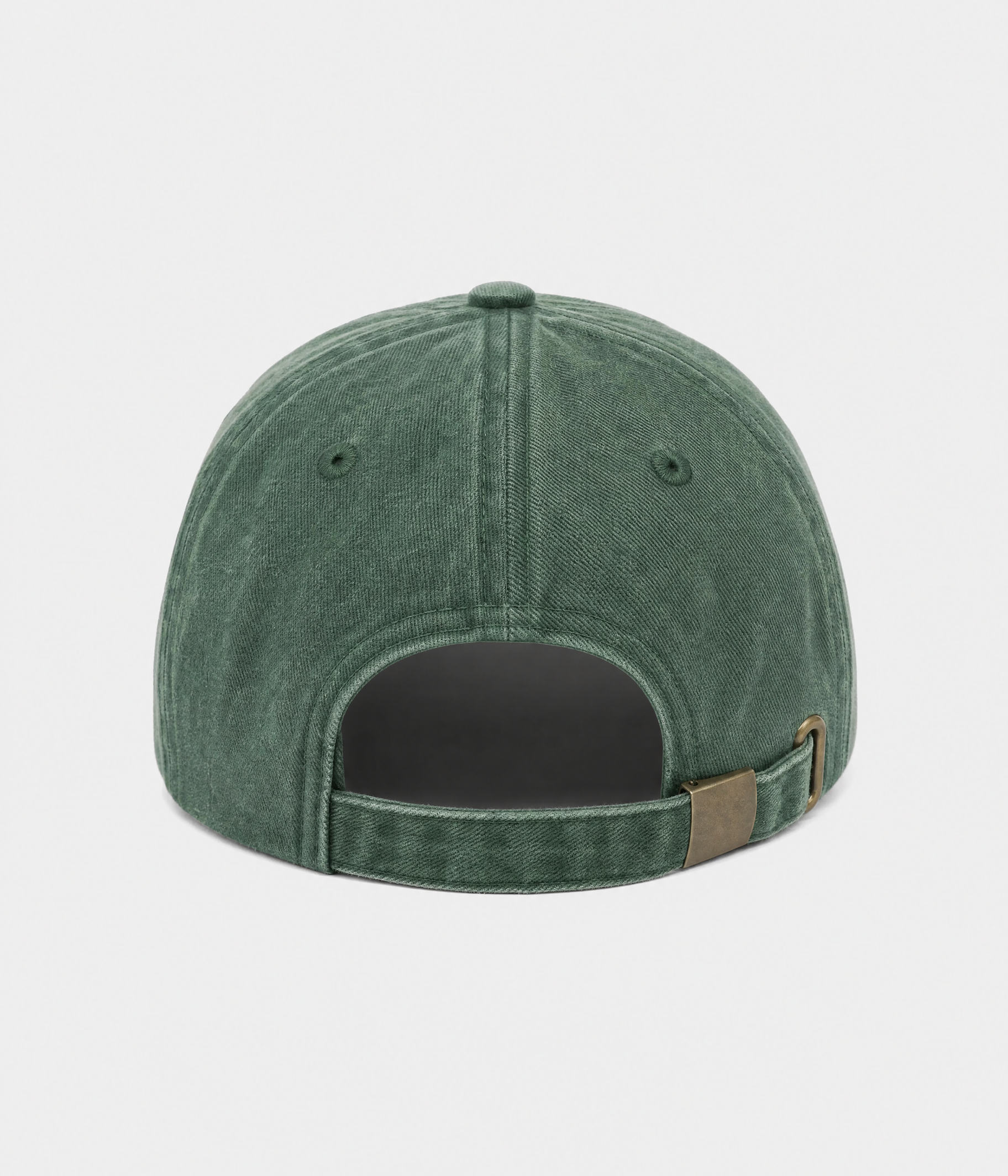 OVERSTIMULATED. washed cotton dad cap in green, back view