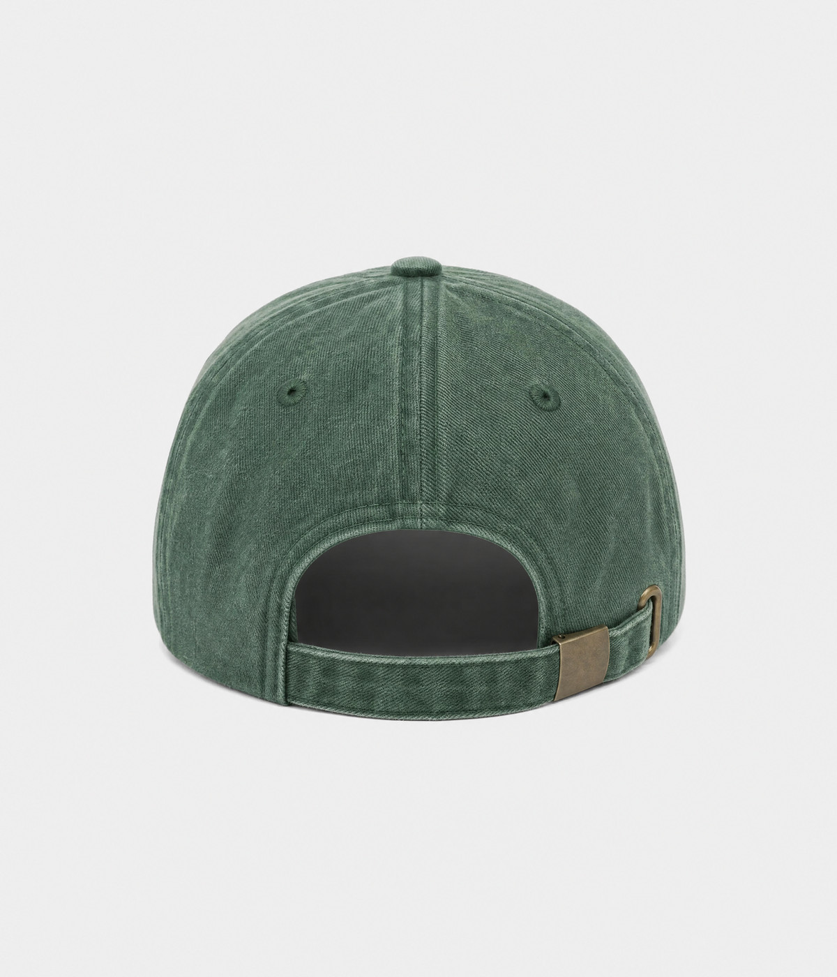 OVERSTIMULATED. washed cotton dad cap in green, back view