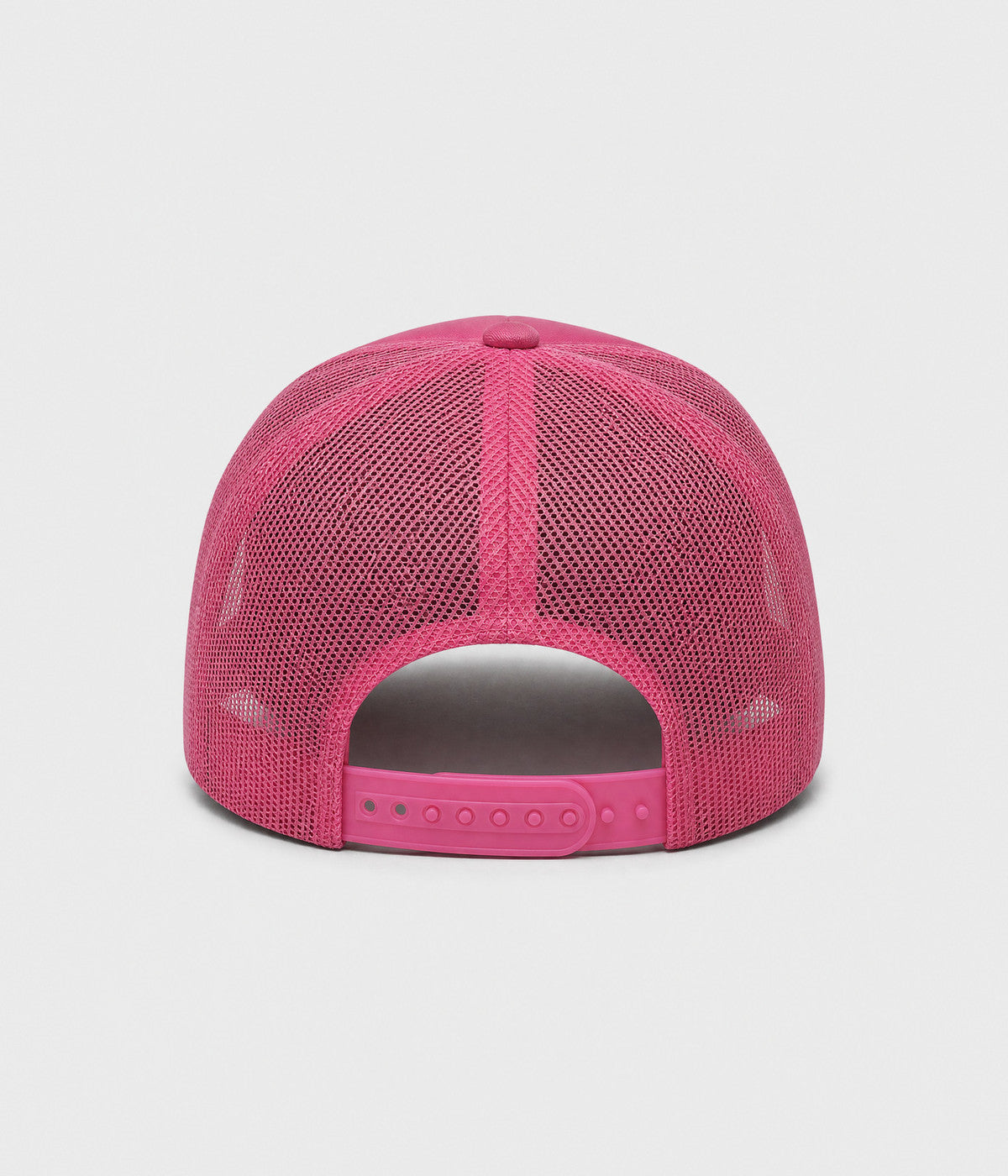 SUPPORT DAY DRINKING TRUCKER. foam-front mesh trucker cap in ROSE, back view