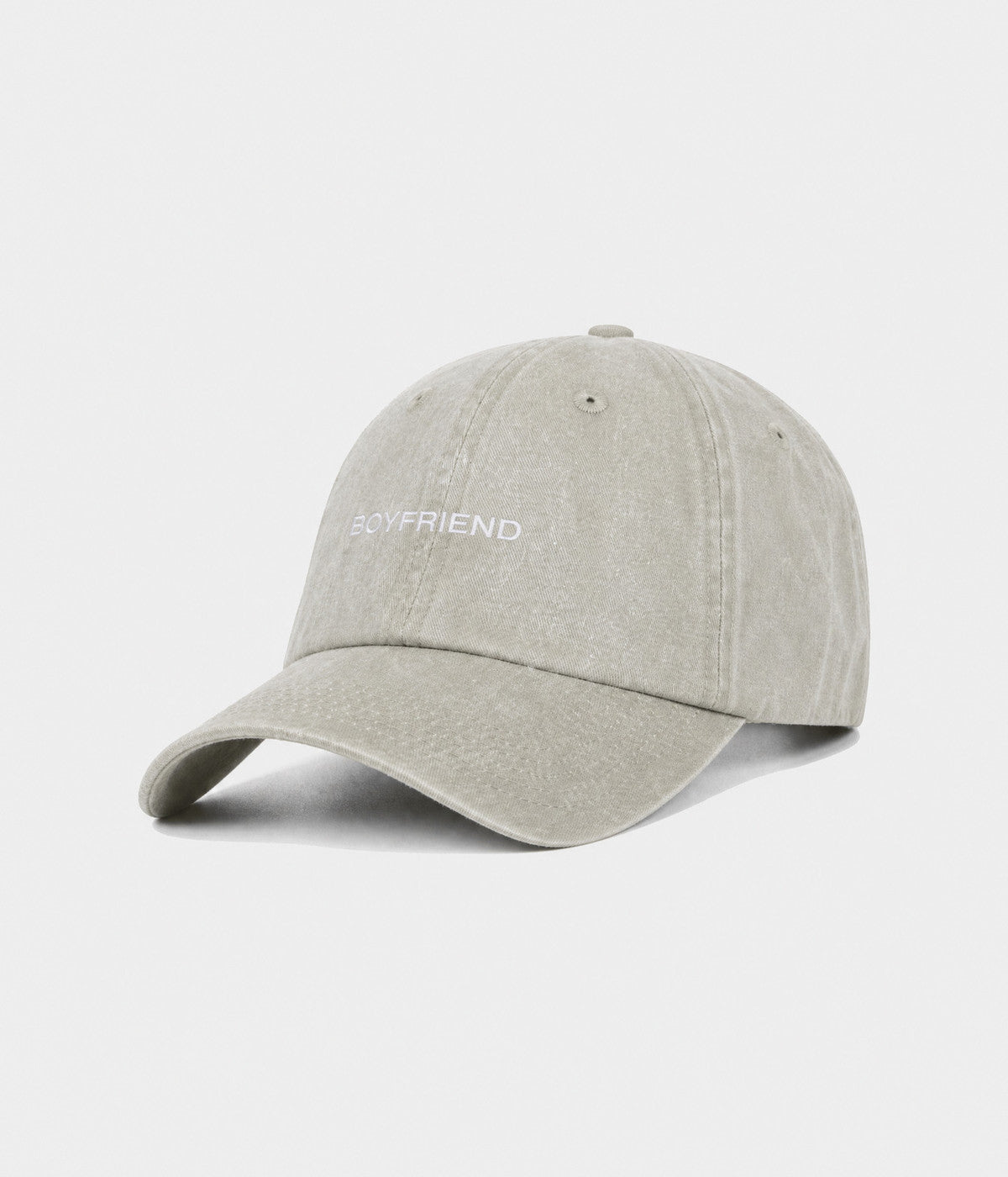 WASHED BOYFRIEND. washed cotton dad cap in GRAYISH SHEEN, side view