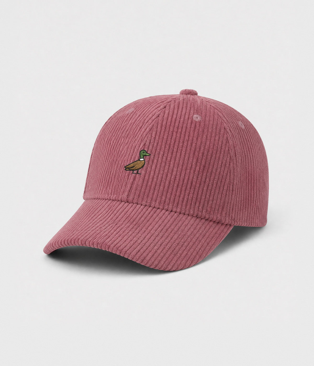 CORDUROY DUCK. cotton corduroy cap in DARK PINK, side view