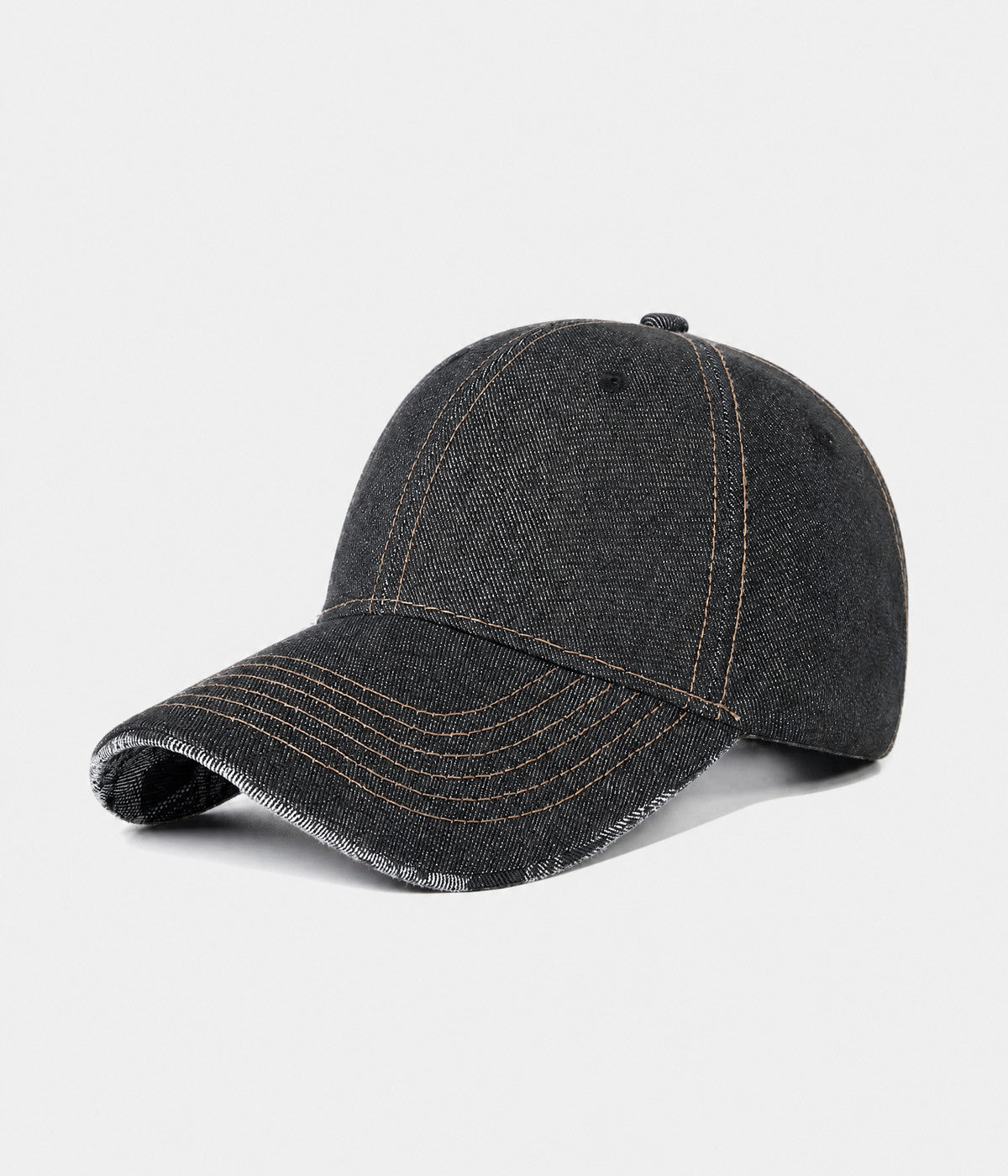 DENIM PLAID. washed denim cap in black, side view