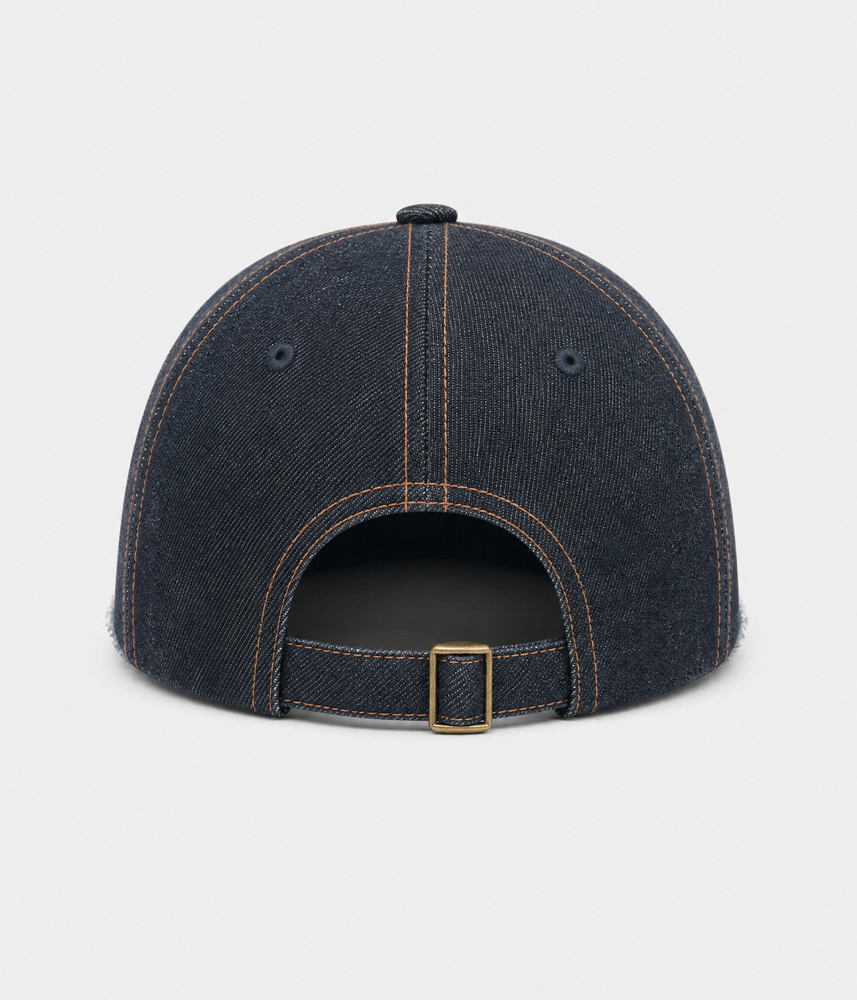 DENIM PLAID. washed denim cap in navy, back view