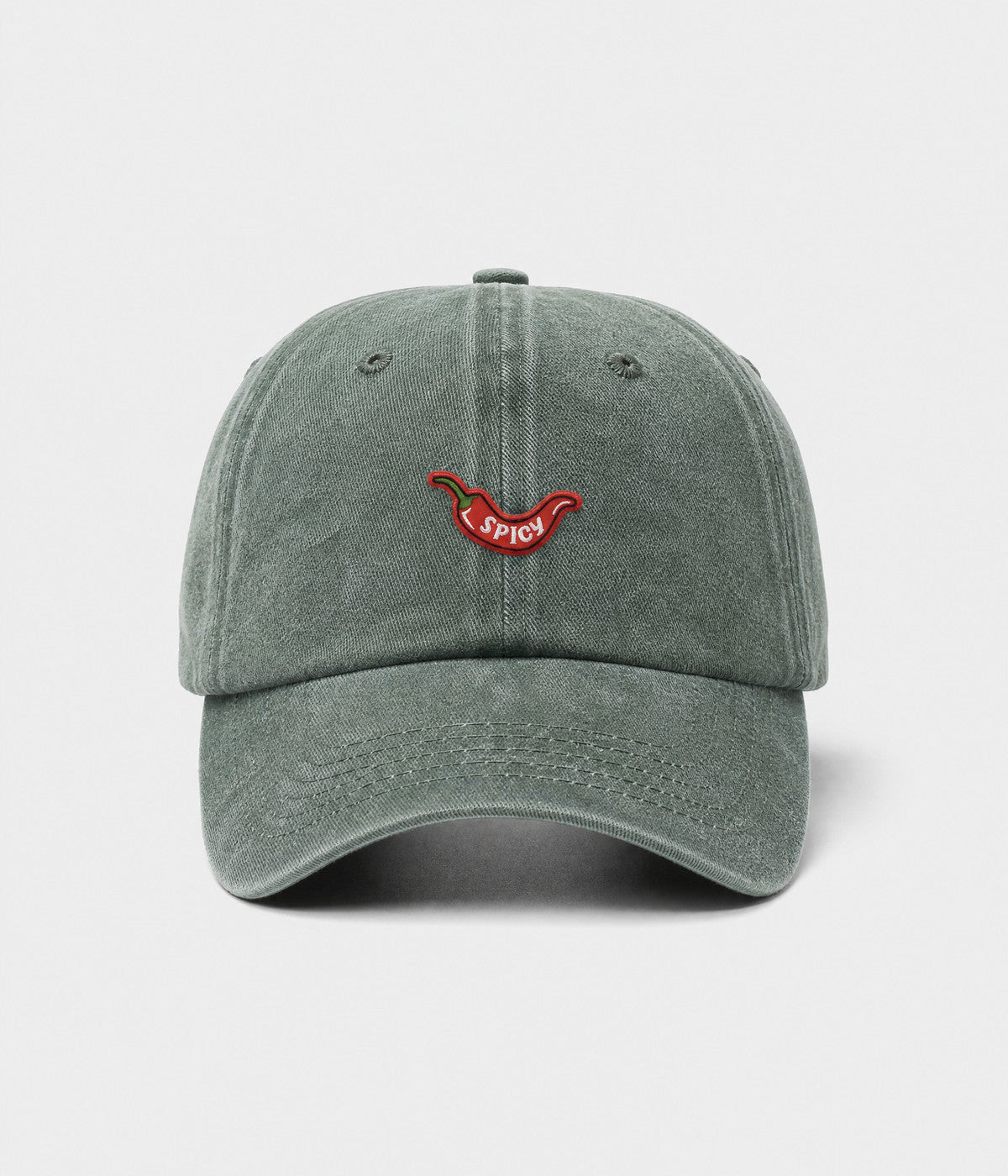 SPICY. washed cotton dad cap in GREEN, front view