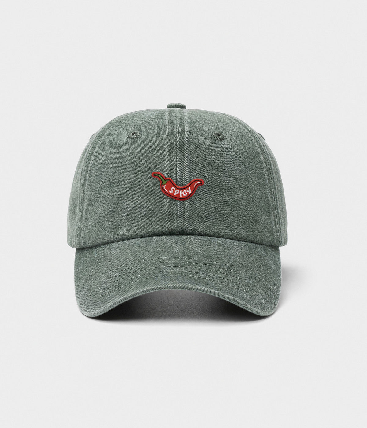 SPICY. washed cotton dad cap in GREEN, front view