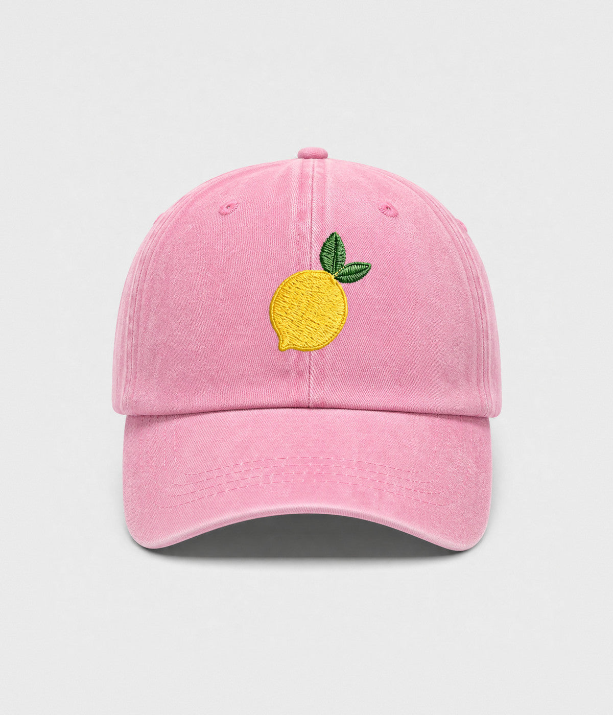LEMON. washed cotton cap in PINK, front view