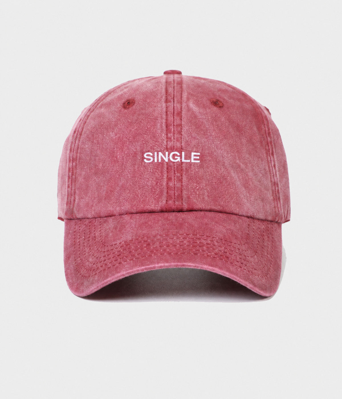 WASHED SINGLE. washed cotton dad cap in RED, front view
