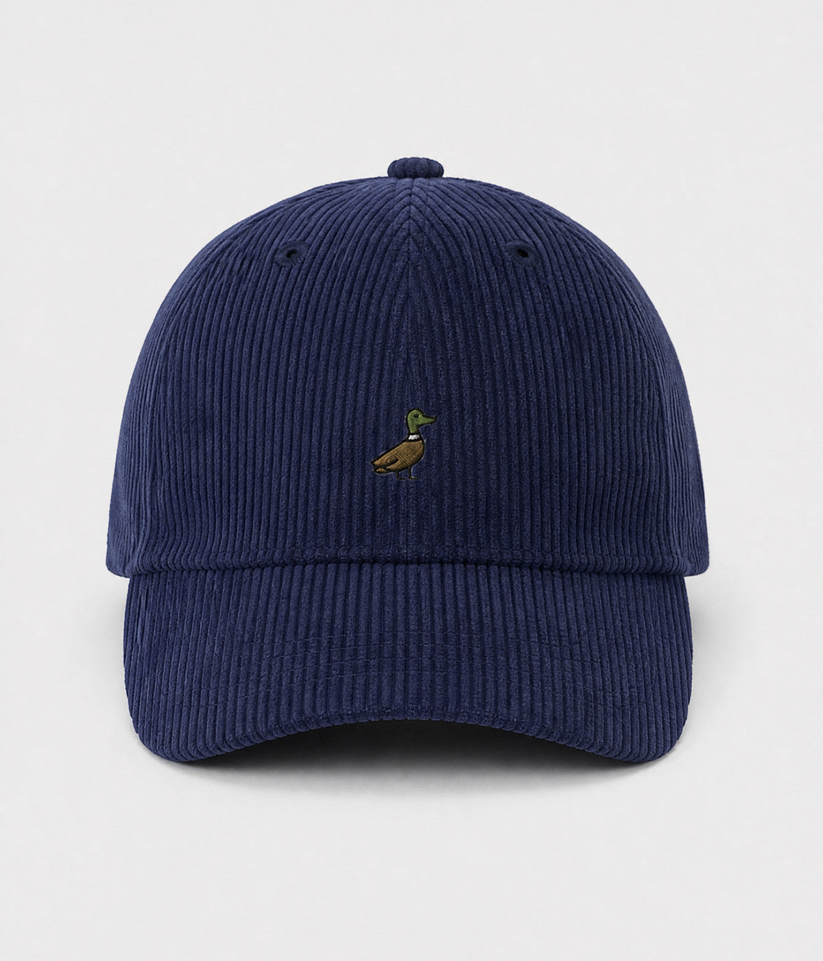 CORDUROY DUCK. cotton corduroy cap in NAVY, front view