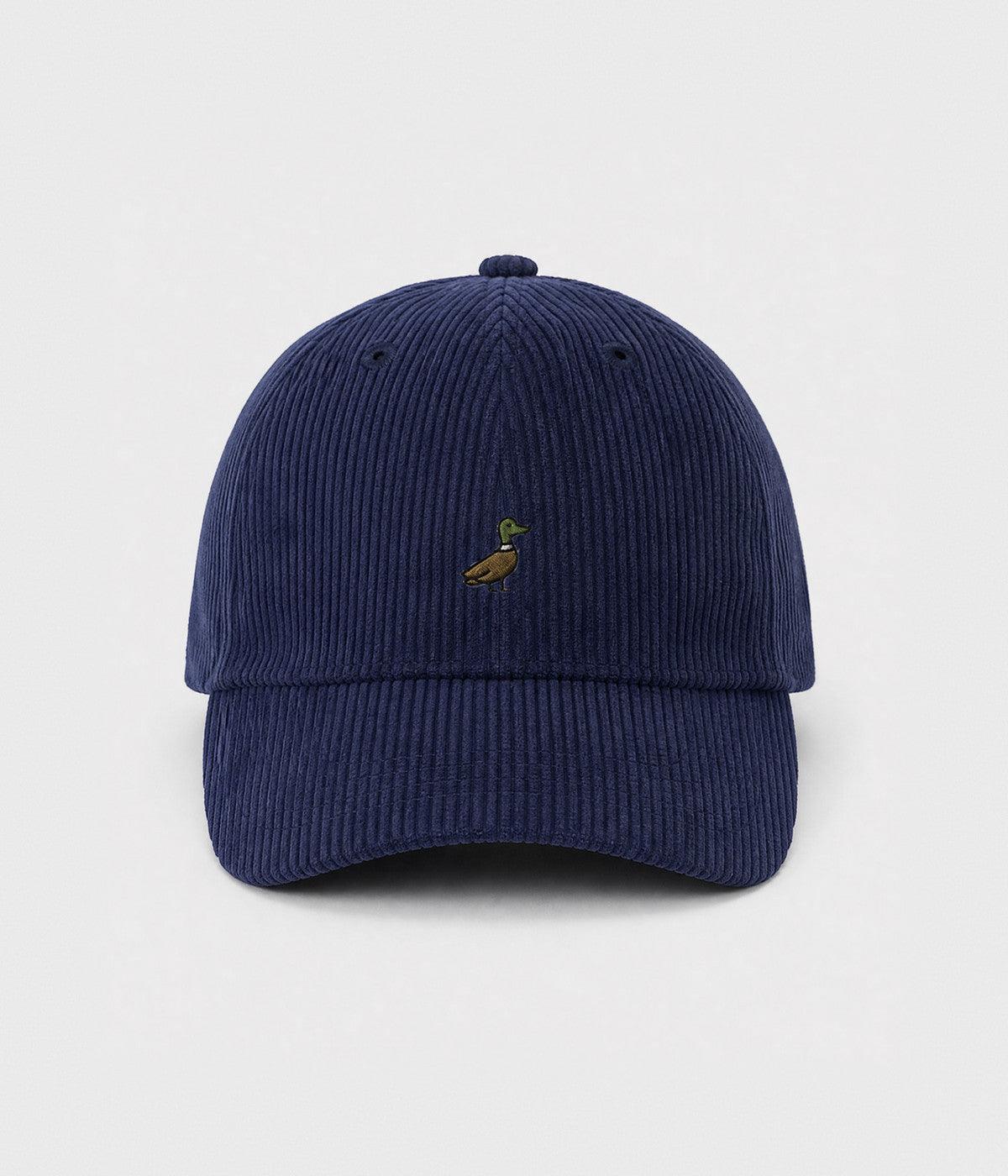 CORDUROY DUCK. cotton corduroy cap in NAVY, front view