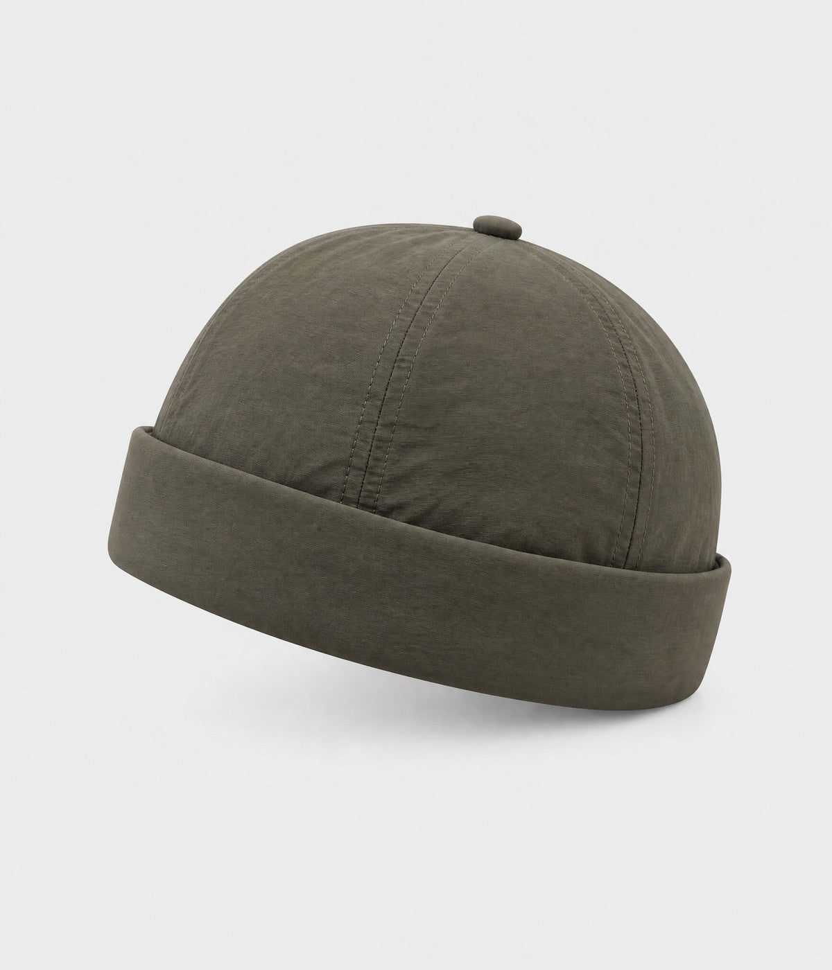 QUICK DRY DOCKER. quick-dry brimless docker cap in army green, front view