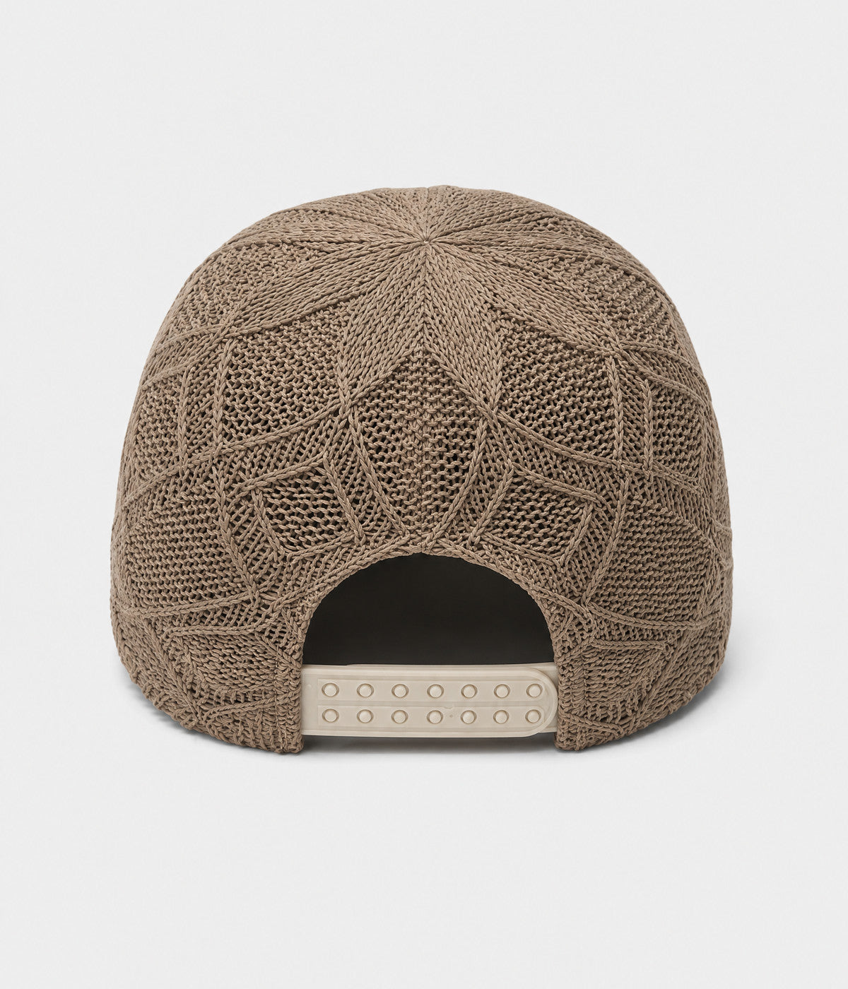 OPEN KNIT. open-knit lattice cap in brown, back view
