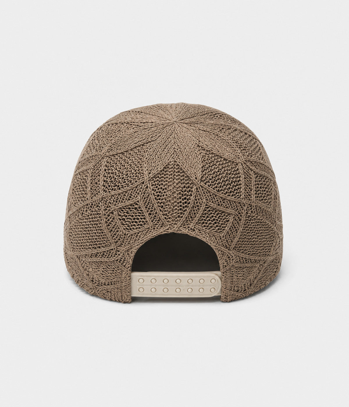OPEN KNIT. open-knit lattice cap in brown, back view