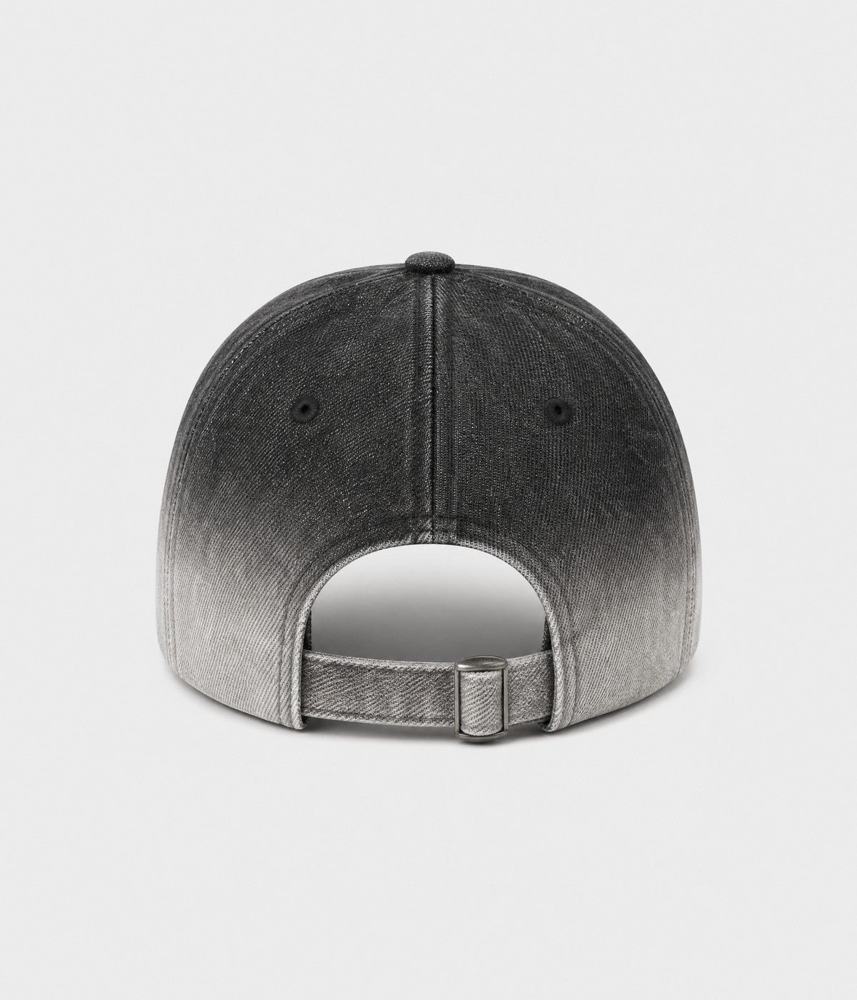 DENIM FADE. washed cotton cap in black, back view