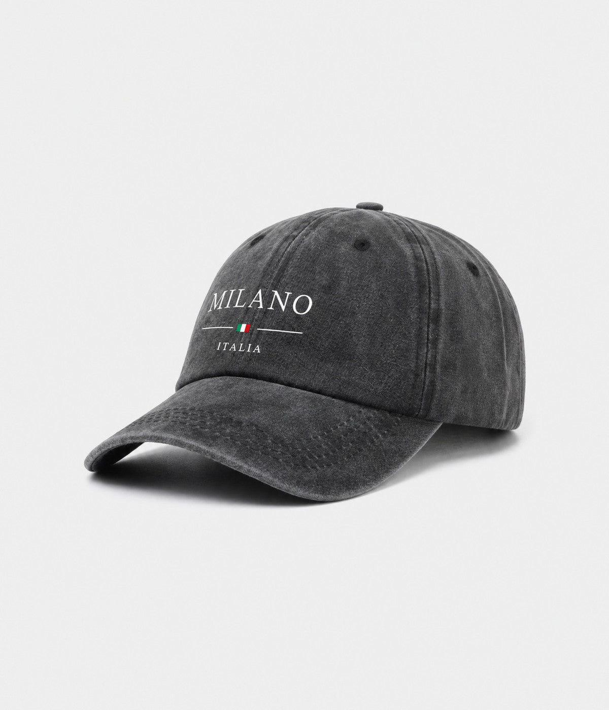MILANO. washed cotton dad cap in BLACK, side view