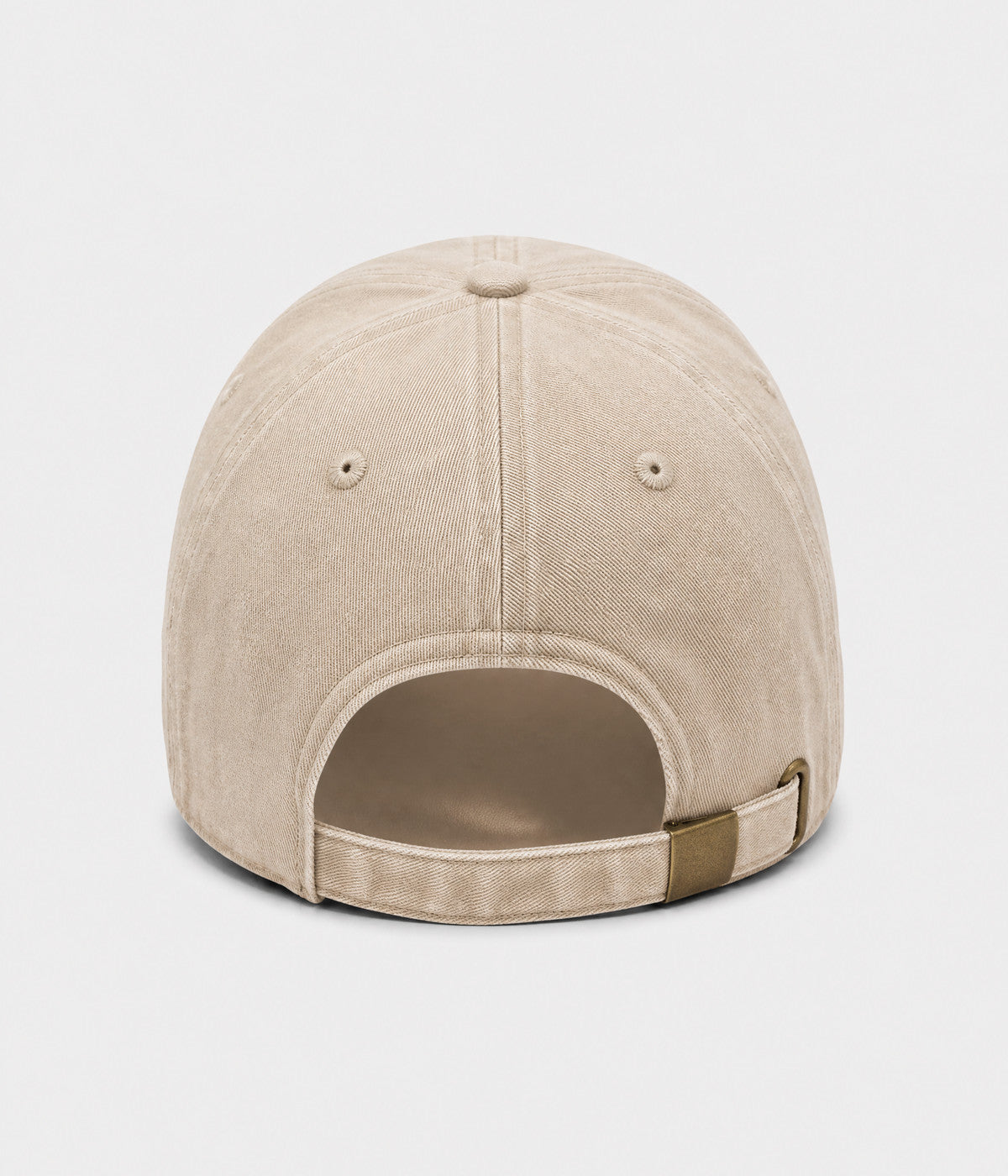 NEVER GIVE UP. washed distressed cotton dad cap in KHAKI, back view