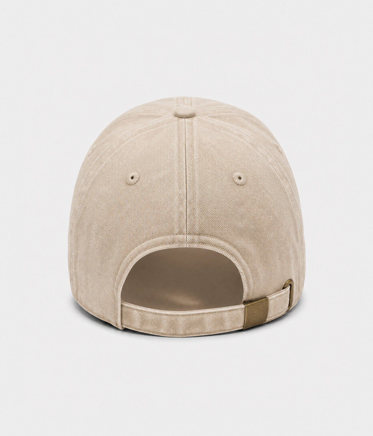 NEVER GIVE UP. washed distressed cotton dad cap in KHAKI, back view