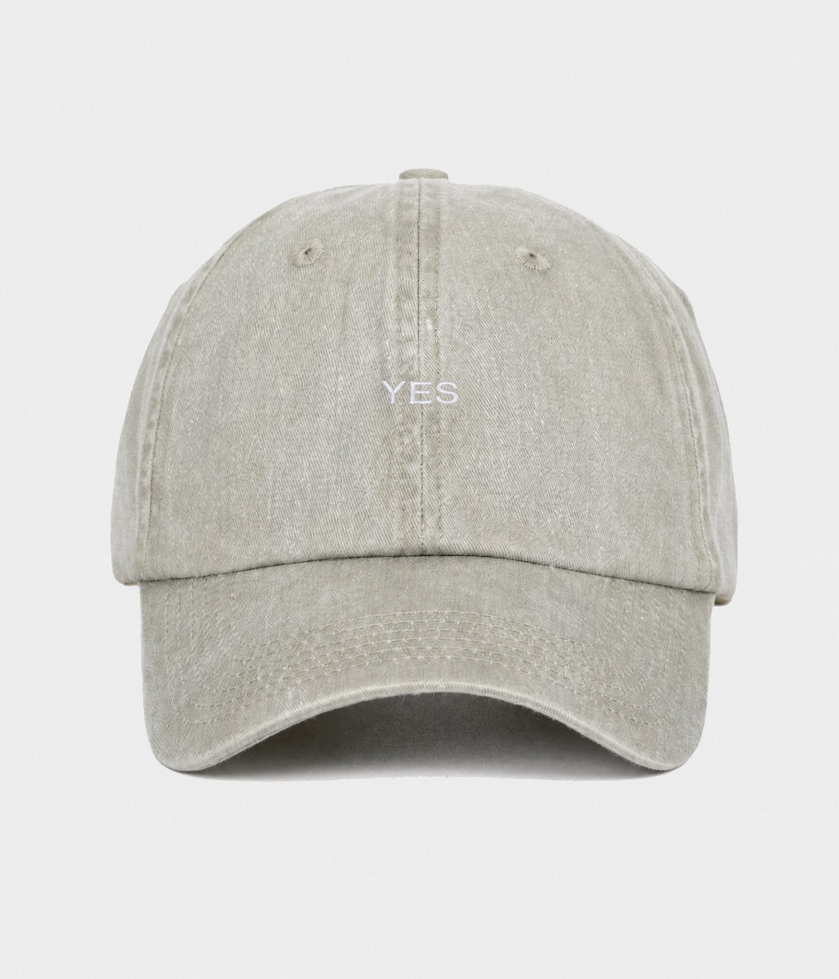 WASHED YES. washed cotton dad cap in GRAYISH SHEEN, front view