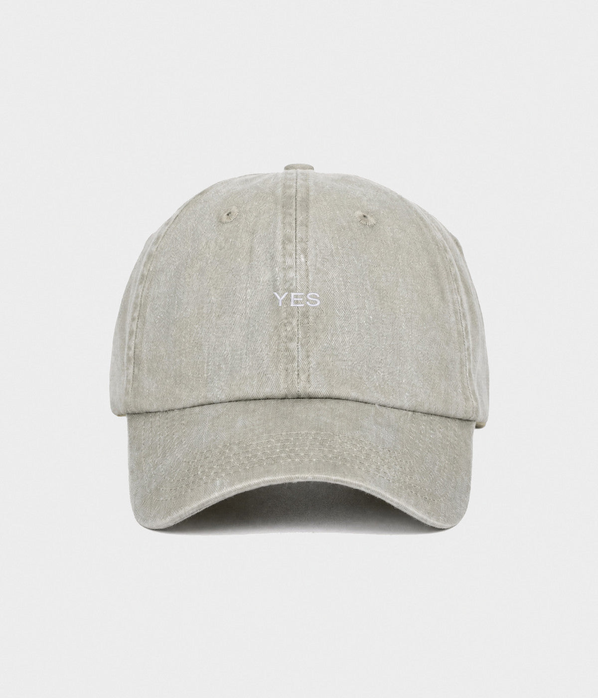 WASHED YES. washed cotton dad cap in GRAYISH SHEEN, front view