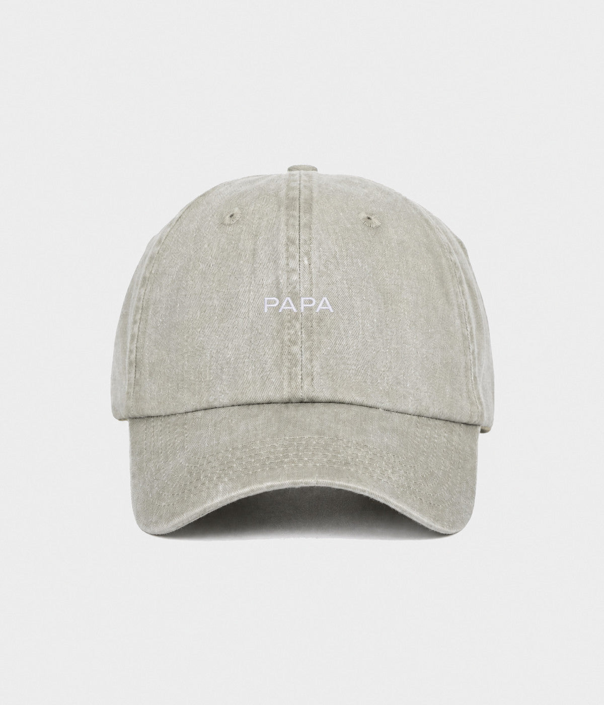 WASHED PAPA. washed cotton dad cap in GRAYISH SHEEN, front view