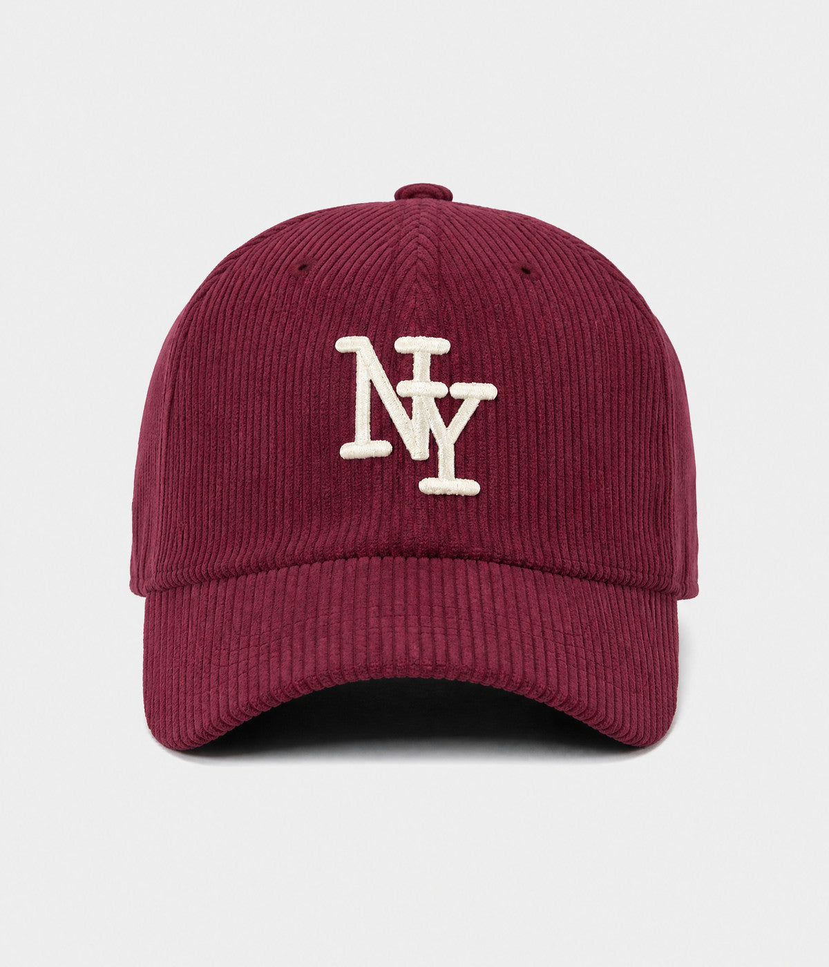 NY CORDUROY. corduroy cap in BURGUNDY, front view
