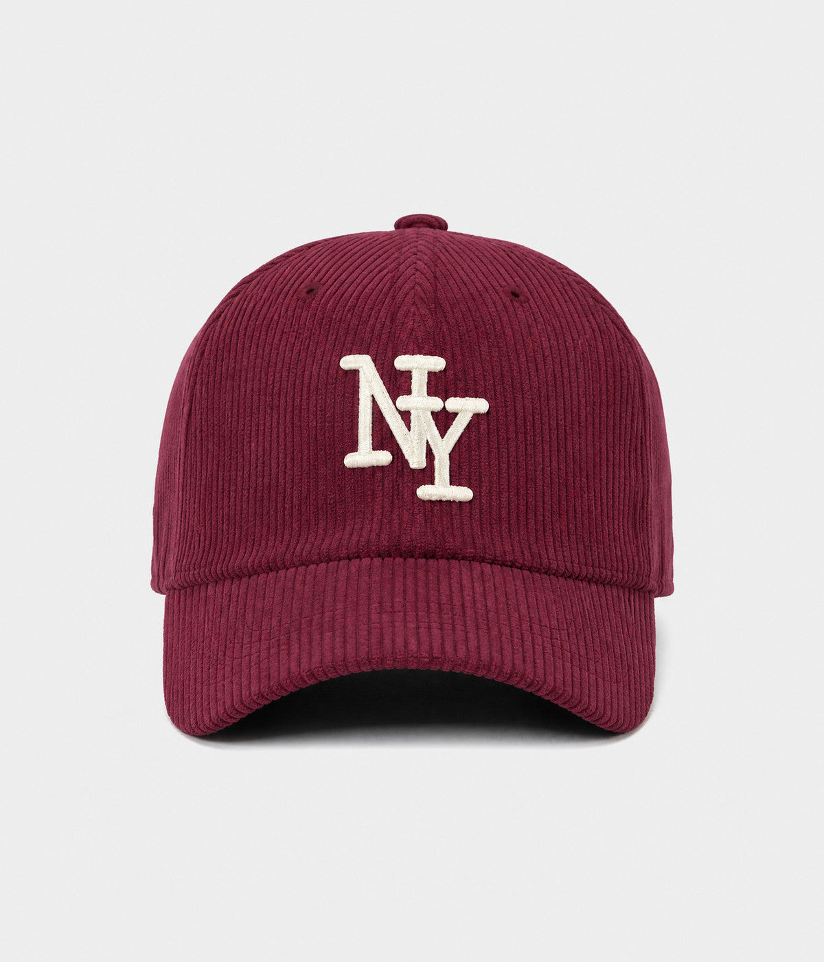 NY CORDUROY. corduroy cap in BURGUNDY, front view