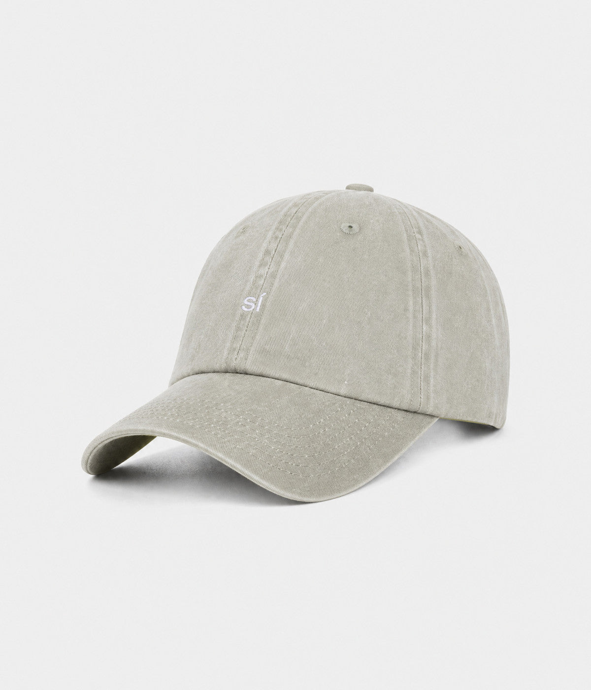WASHED SÍ. washed cotton dad cap in GRAYISH SHEEN, side view