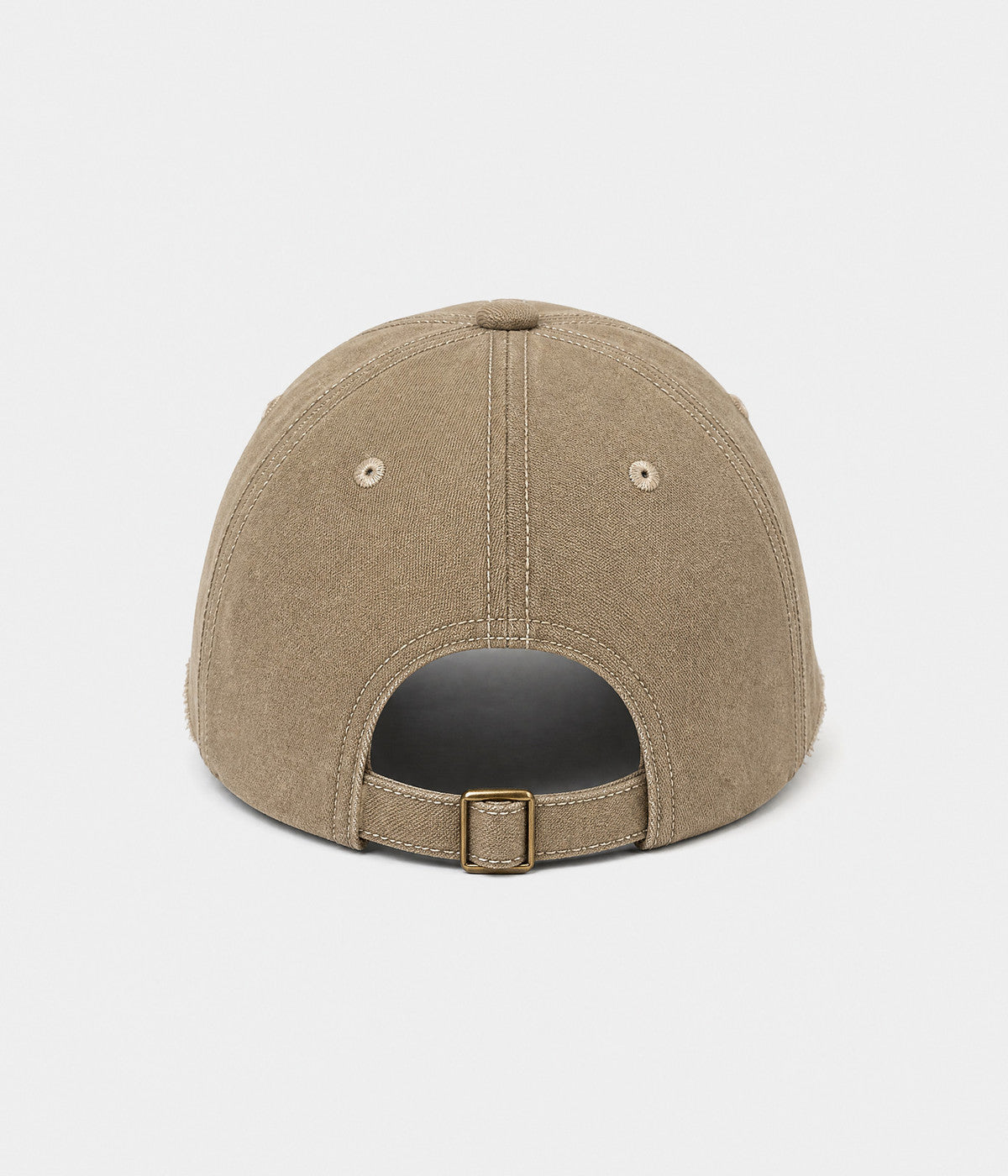 DENIM PLAID. washed denim cap in khaki, back view