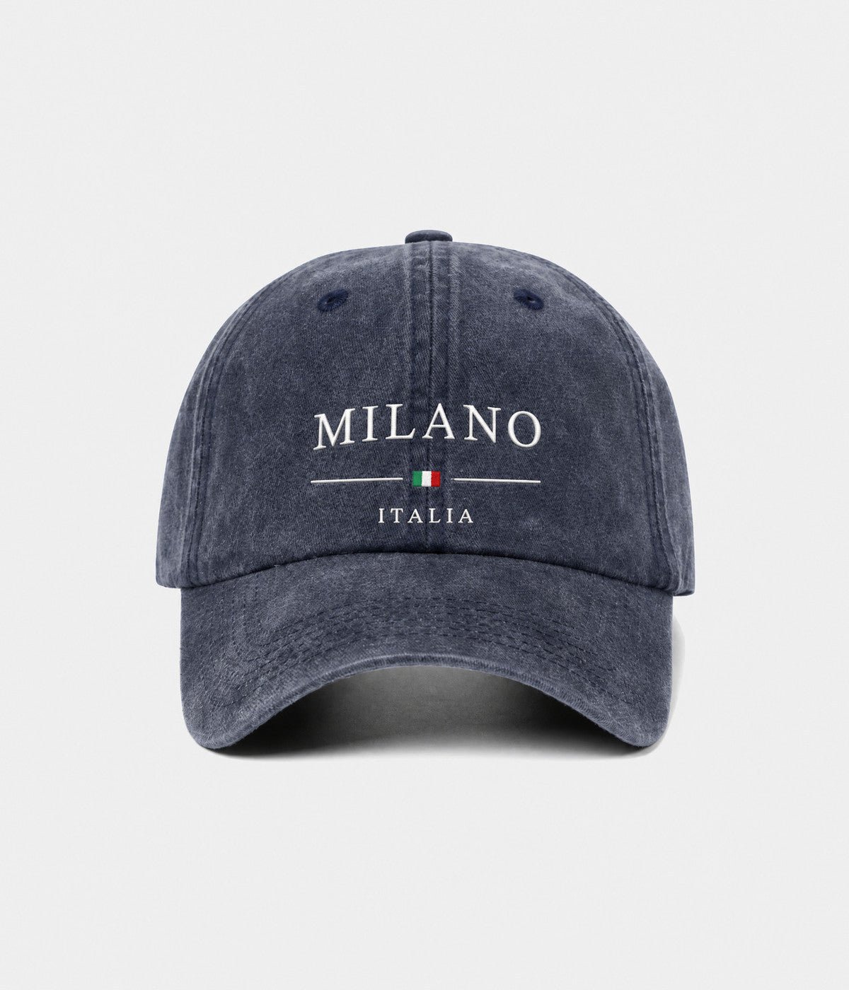 MILANO. washed cotton dad cap in NAVY, front view