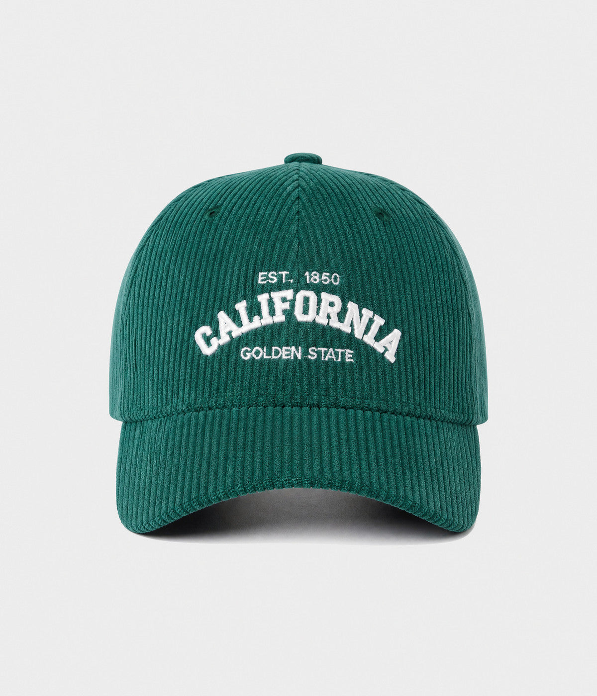 CALIFORNIA CORDUROY. corduroy cap in GREEN, front view