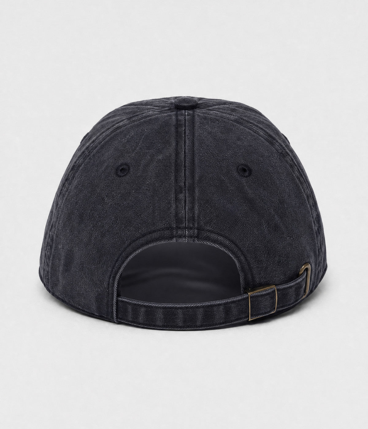 NEVER GIVE UP. washed distressed cotton dad cap in BLACK, back view