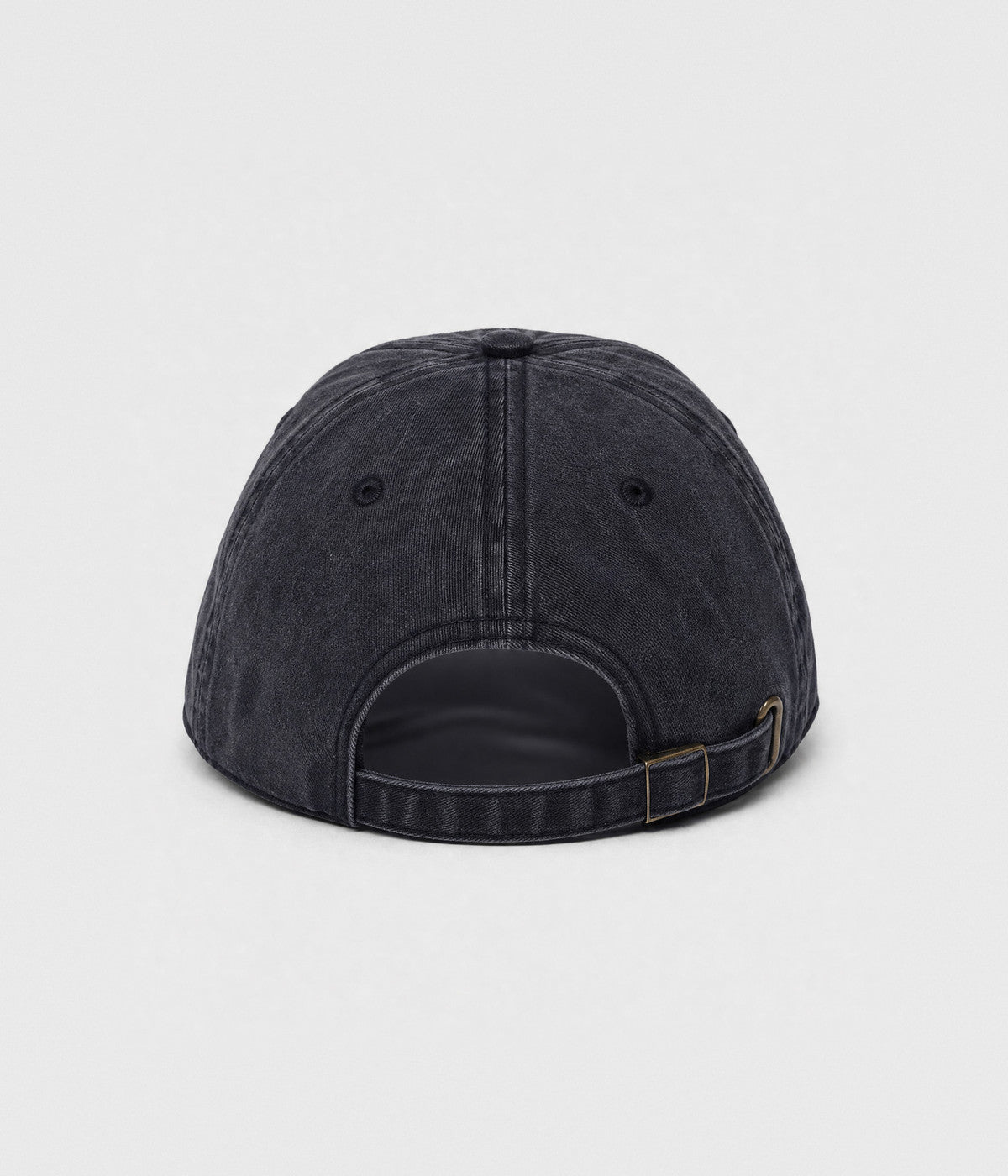 NEVER GIVE UP. washed distressed cotton dad cap in BLACK, back view