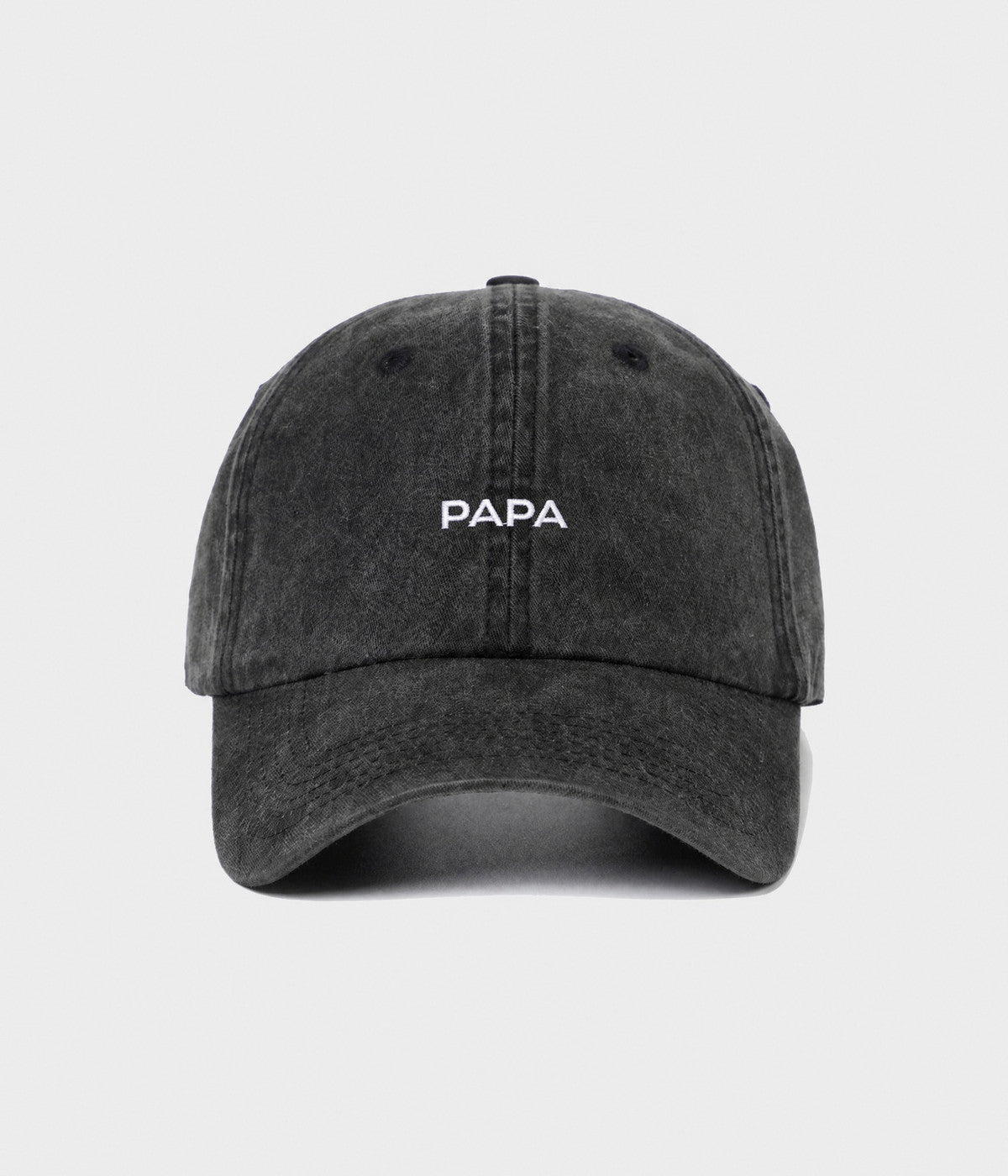 WASHED PAPA. washed cotton dad cap in BLACK, front view