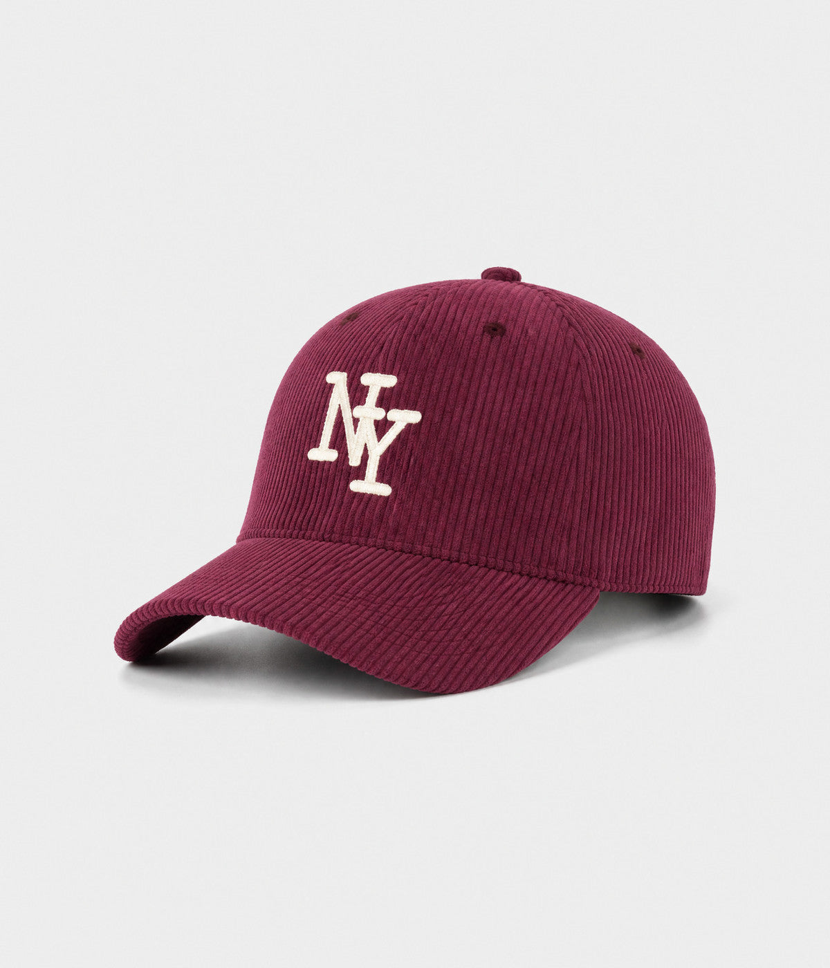 NY CORDUROY. corduroy cap in BURGUNDY, side view