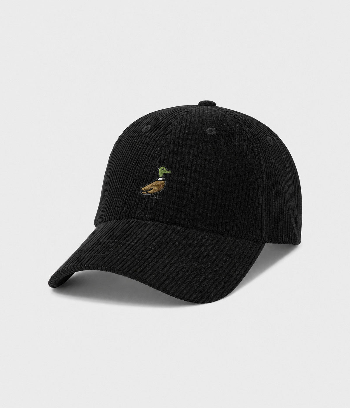 CORDUROY DUCK. cotton corduroy cap in BLACK, side view