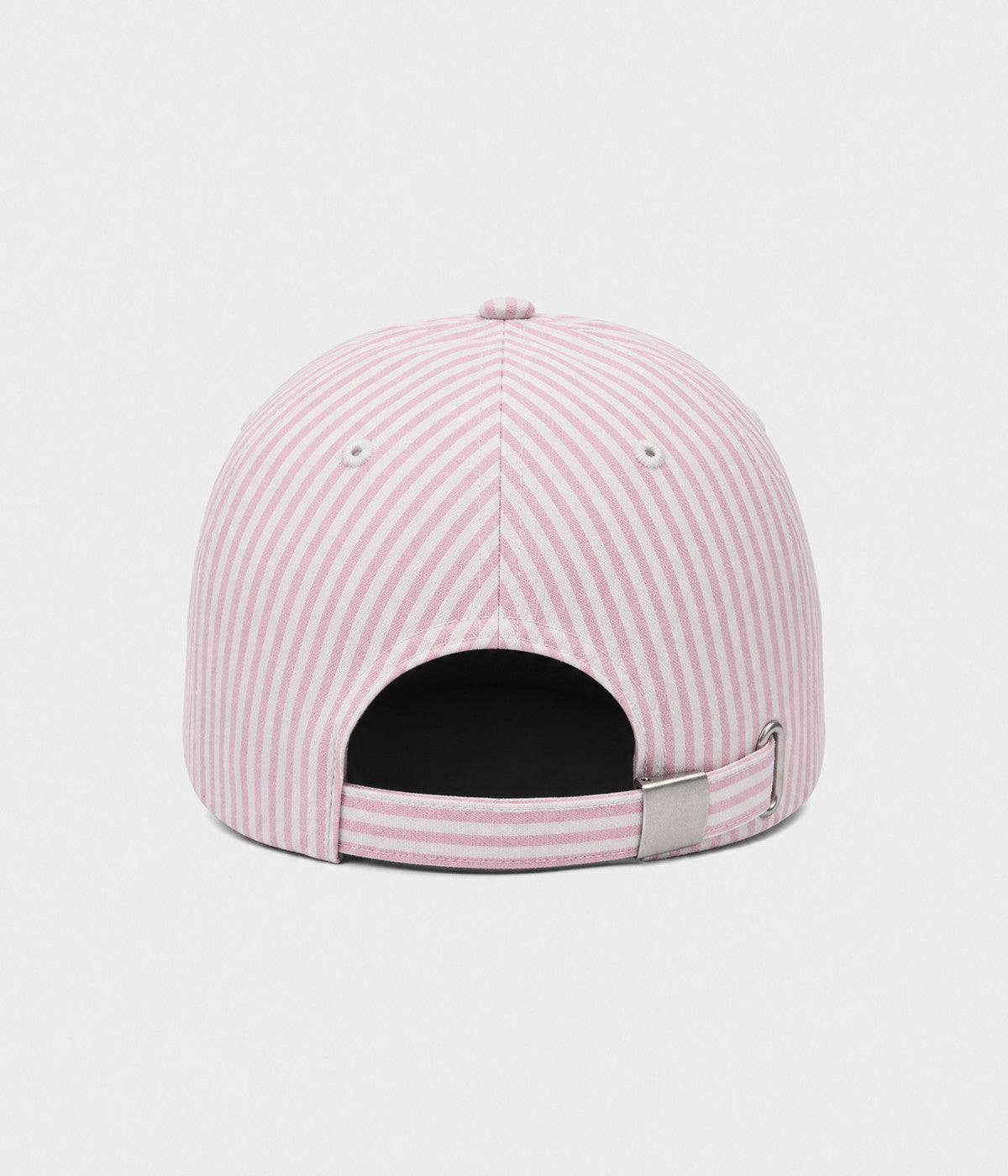 CANDY STRIPE. striped unstructured cap in PINK, back view